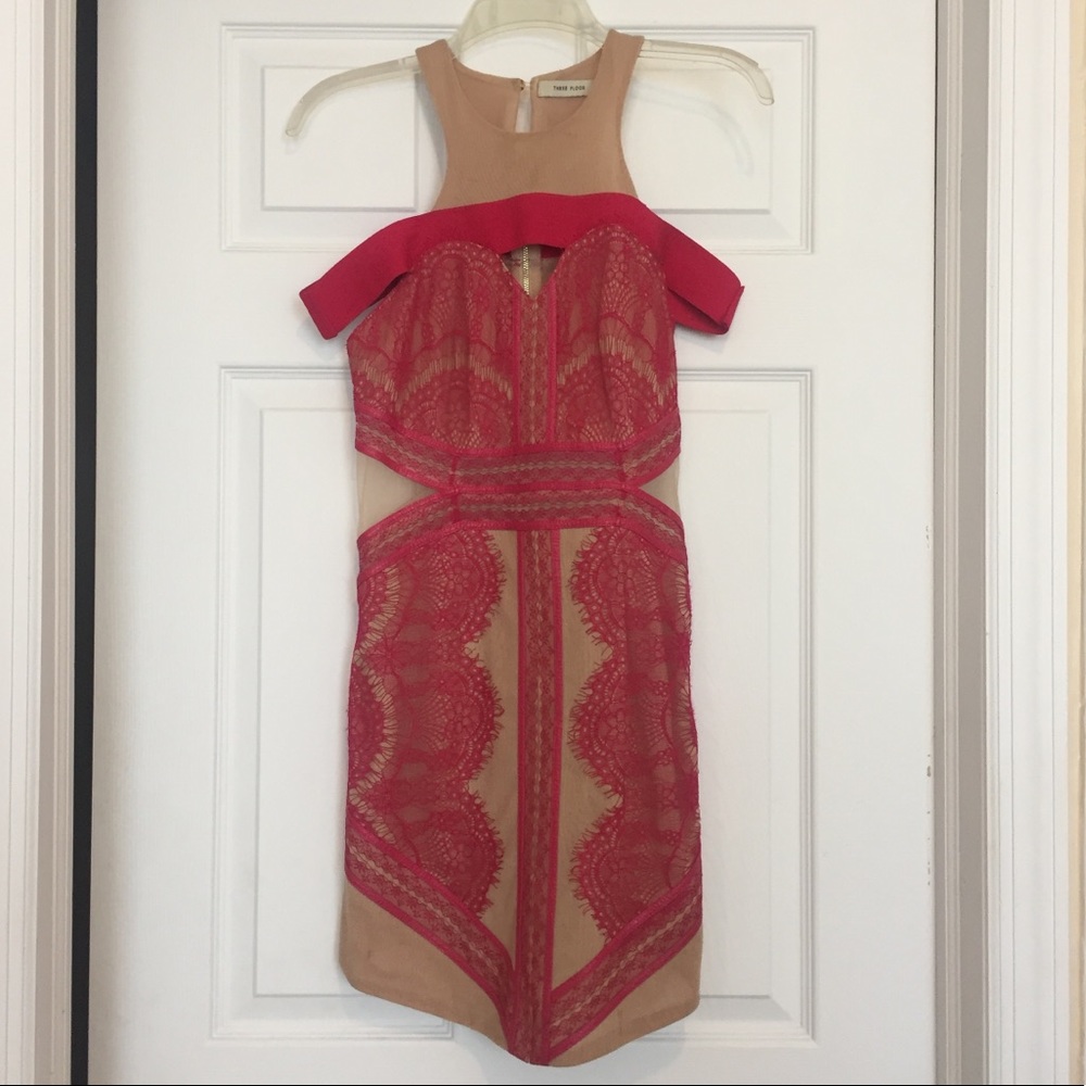 Three Floor lace pink mini dress - Picture 4 of 8